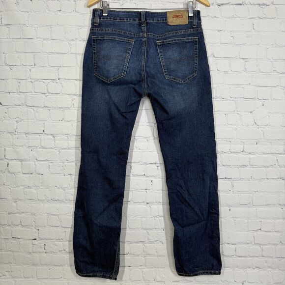 Jingo Jeans 32x31 Mens Blue Denim Straight Leg Relaxed Fit Dark Wash Casual - Picture 3 of 12